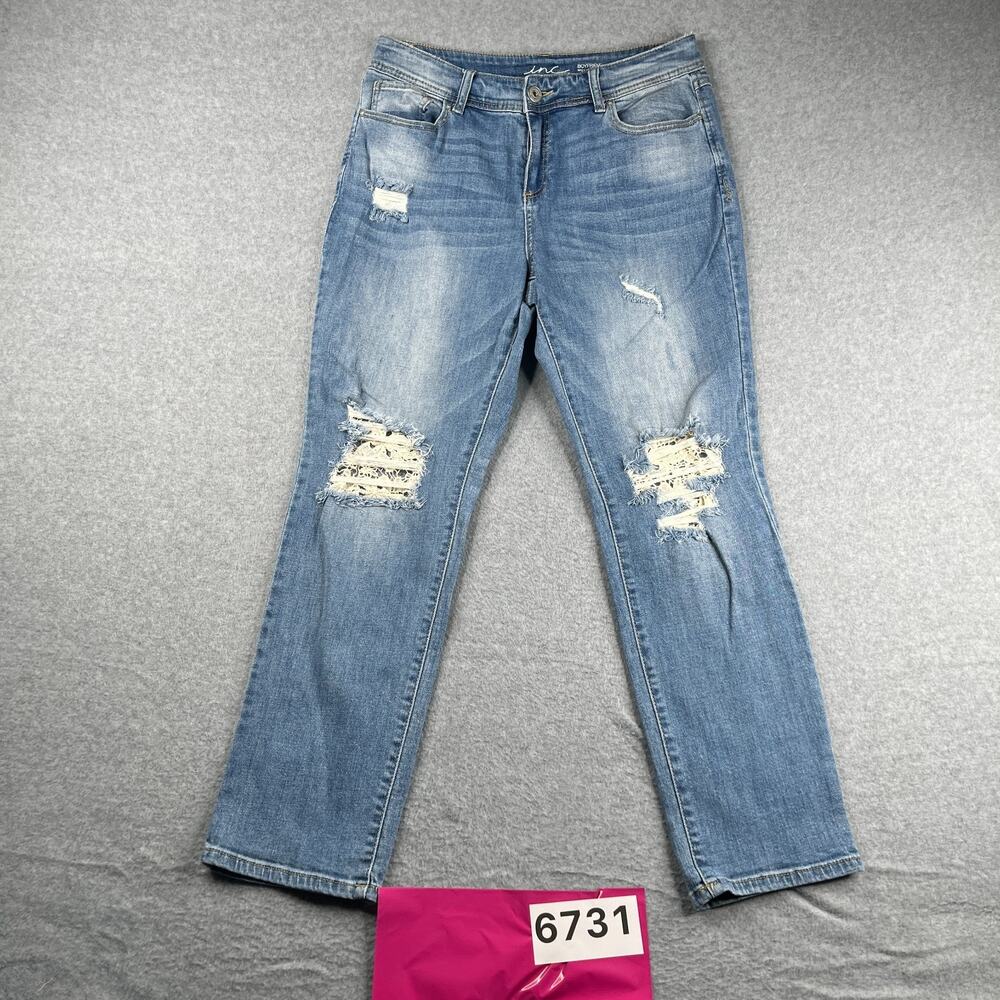 INC International Concepts Boyfriend Reg Fit Denim Jeans Light Wash Womens 10